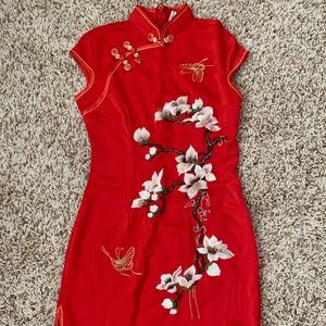Short Red Chinese Qipao Dress